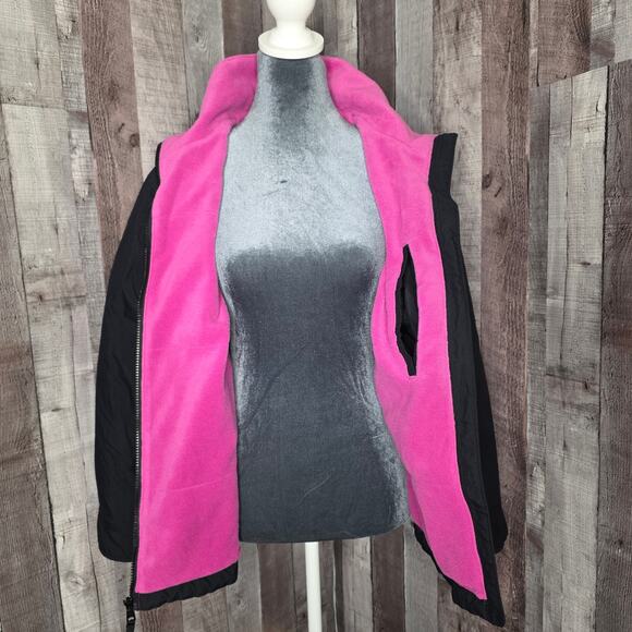 Columbia Black Pink Zip Coat Puffer Jacket Zip Pockets Women's Medium Gift - Picture 3 of 11